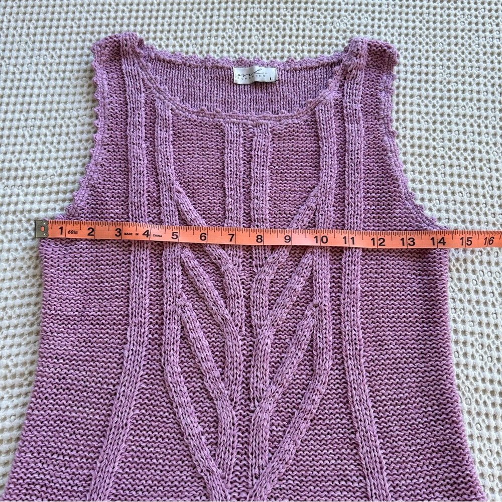 Vintage 90s Style ML Classics Purple Knit Tank Top, Y2K Boho Sweater Top - Picture 6 of 8